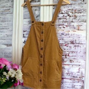 Forever 21 Mustard Corduroy Button-up Skirt Dress Overalls
